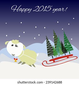 Vector illustration of  a new year cartoon sheep