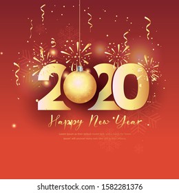 Vector Illustration of new year celebration and numbers typography with golden color 