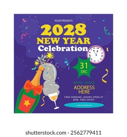 Vector illustration of new year celebration banner poster template design