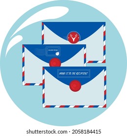 vector illustration. New Year Christmas. letter from santa. snow, envelope