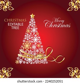 Vector illustration for new year and for christmas with christmas-tree on red background