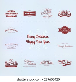 Vector illustration of New year and Christmas calligraphy set