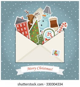 Vector illustration of a New Year and Christmas postcard template