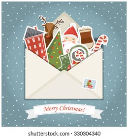 Vector illustration of a New Year and Christmas postcard template