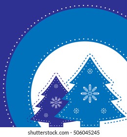 Vector illustration of new year and Christmas trees decorative greeting card