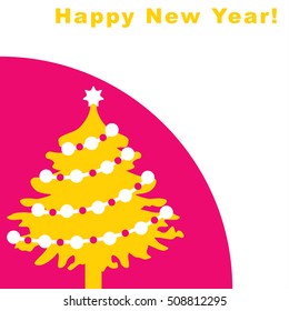 Vector illustration of new year and Christmas tree with decorative elements card template