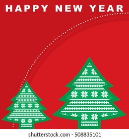 Vector illustration of new year and Christmas decorative tree with scandinavian pattern