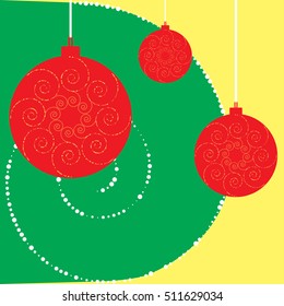 Vector illustration of new year and Christmas decorated template card with ornament balls