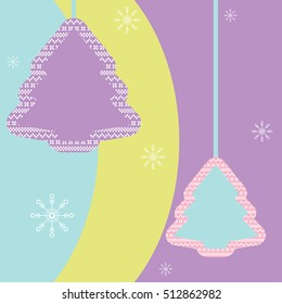 Vector illustration of new year and Christmas decorative trees with scandinavian pattern