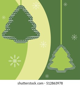 Vector illustration of new year and Christmas decorative trees with scandinavian pattern