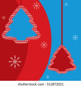 Vector illustration of new year and Christmas decorative trees with scandinavian pattern