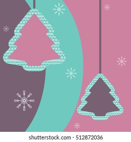 Vector illustration of new year and Christmas decorative trees with scandinavian pattern