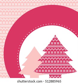 Vector illustration of new year and Christmas decorative trees with scandinavian pattern