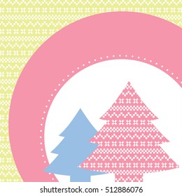Vector illustration of new year and Christmas decorative trees with scandinavian pattern