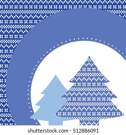 Vector illustration of new year and Christmas decorative trees with scandinavian pattern