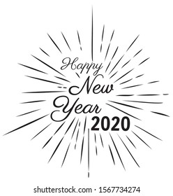 vector illustration of New Year clebration background with sun rays. Happy New Year.