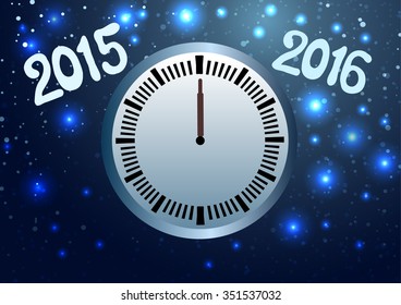 Vector illustration. New Year. Clock.