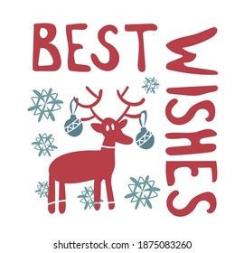 vector illustration of new year content with deer, snow and floral