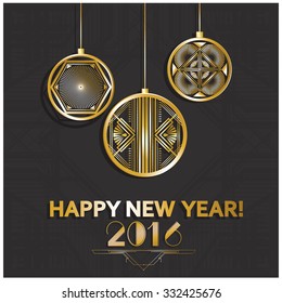 Vector illustration of a new year decoration postcard or invitation template for parties in gatsby, retro style 