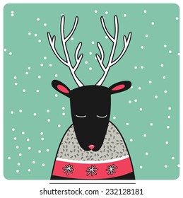 vector illustration with new year deer