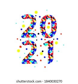 Vector illustration for the new year. Digit 2021. Bright colors. Abstraction.