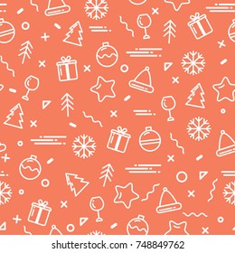 Vector illustration new year display seamless background.