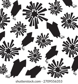 Ilustración vectorial de diseño de patrón de petardos de año nuevo, estilo sillhouett.