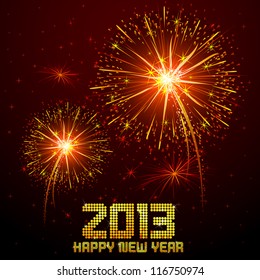 vector illustration of new year greeting for 2013 with firework