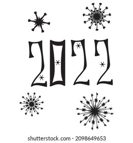 vector illustration of New Year greeting card graphic design, art tattoo sketch, hand draw, use in print