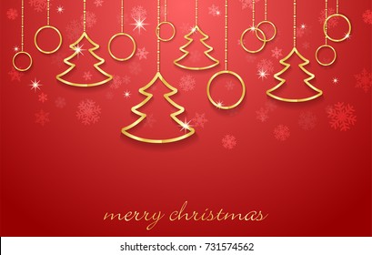 vector illustration New Year and Happy Christmas background with golden elements