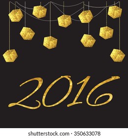 Vector illustration / new year holiday card / black and golden