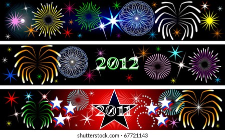 Vector Illustration for the New Year or independence day. Banners Background. Set of 3.