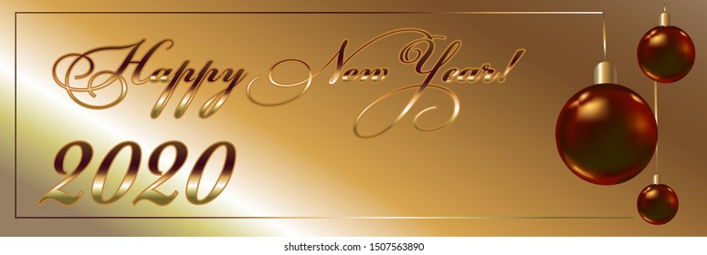 
Vector illustration of a New Year lettering on a golden banner.