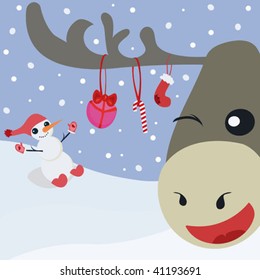 Vector illustration to New Year and Merry Christmas