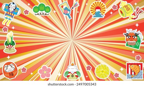 vector illustration of New Year mix flash with gradation - New Year objects and glitter-