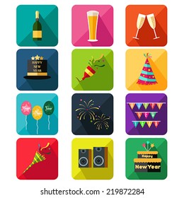 A vector illustration of New Year party icon sets