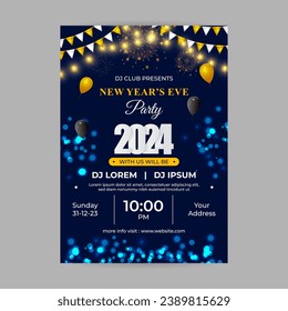 Vector illustration of New Year Party Invitation social media feed template