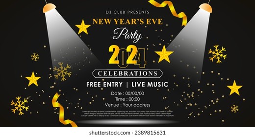 Vector illustration of New Year Party Invitation social media feed template