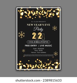 Vector illustration of New Year Party Invitation social media feed template