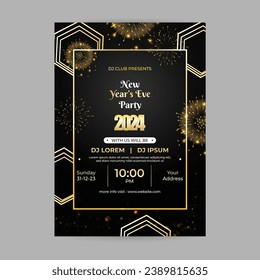 Vector illustration of New Year Party Invitation social media feed template