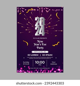 Vector illustration of New Year Party Invitation social media feed template