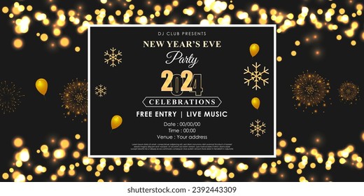 Vector illustration of New Year Party Invitation social media feed template