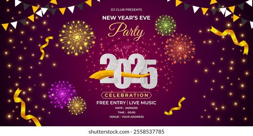 Vector illustration of New Year Party Invitation social media template