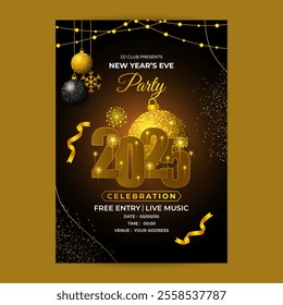 Vector illustration of New Year Party Invitation social media template