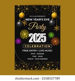 Vector illustration of New Year Party Invitation social media template