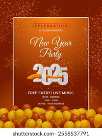 Vector illustration of New Year Party Invitation social media template