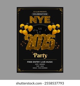 Vector illustration of New Year Party Invitation social media template