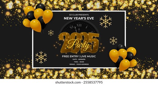 Vector illustration of New Year Party Invitation social media template