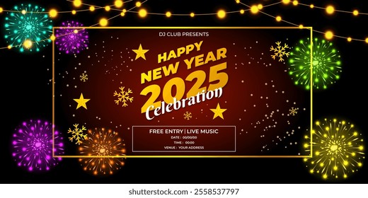 Vector illustration of New Year Party Invitation social media template