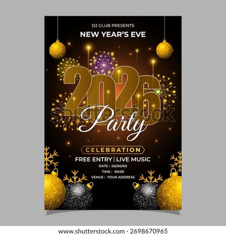 Vector illustration of New Year Party 2026 Invitation social media template